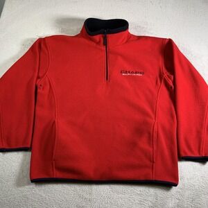 VTG Chaps Ralph Lauren Fleece Pullover‎ Mens Large Red Quarter Zip Sweater Warm